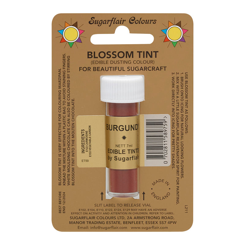 Sugarflair Tint Color Dusting Powder - Burgundy D118  -  7Ml