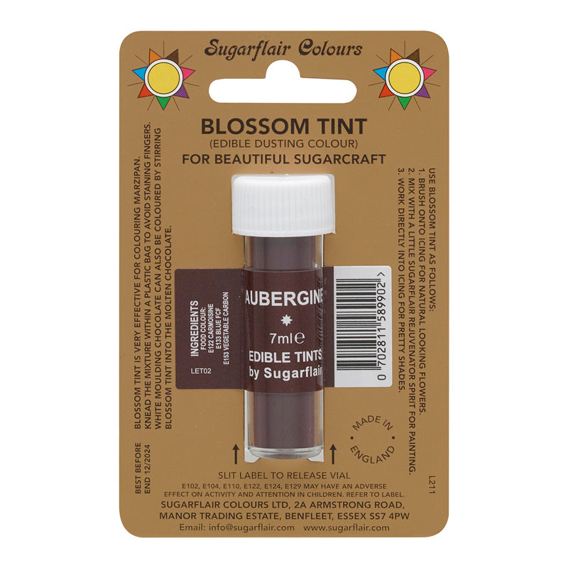 Sugarflair Tint Color Dusting Powder - Aubergine D129  -  7Ml