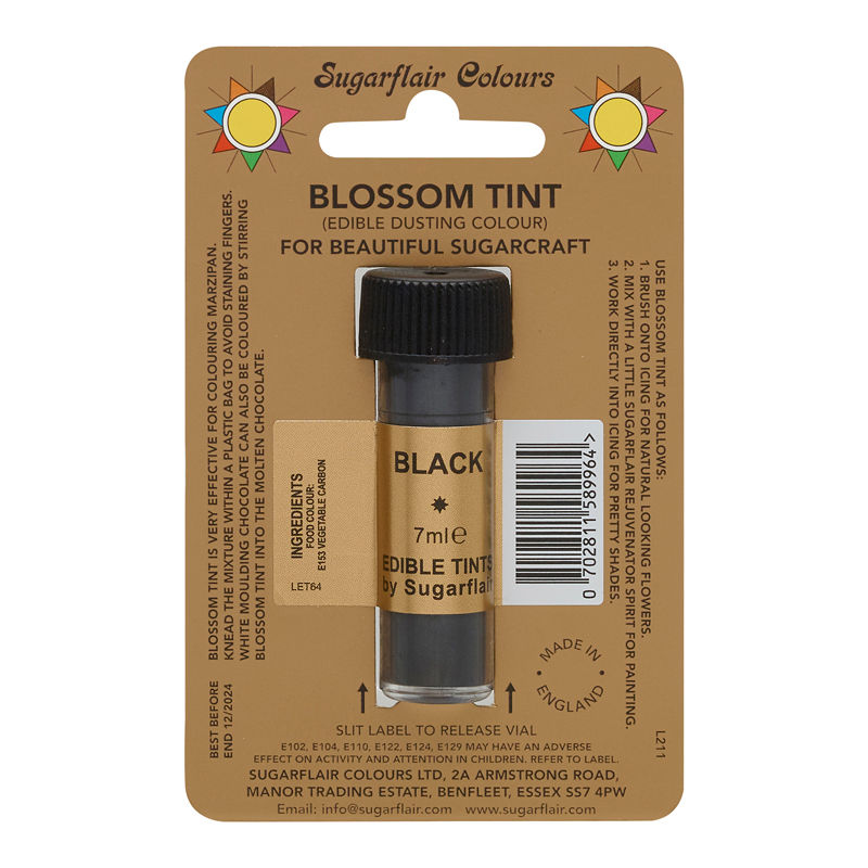Sugarflair Tint Color Dusting Powder - Black D134  -  7Ml