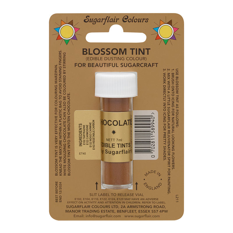 Sugarflair Tint Color Dusting Powder - Chocolate D136  -  7Ml