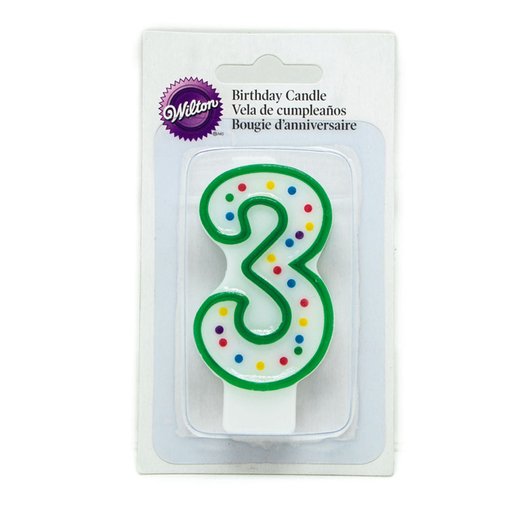 Wilton 3 Birthday Candle Green 2811-9103  - 1 Pc