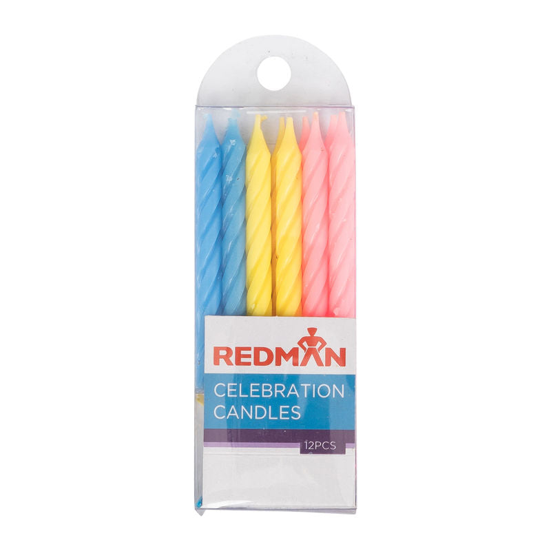 Redman Candle 0.8X8Cm Solid Assorted Color With Holder - 1 Pc