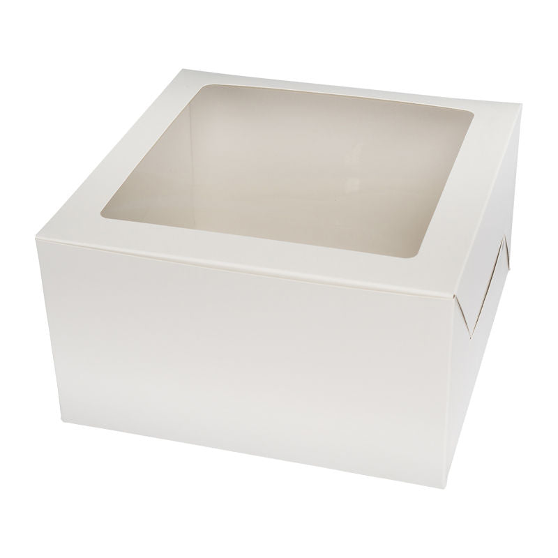 Redman Cake Box Plain White Window Square 9X9X5"  - 5Pcs