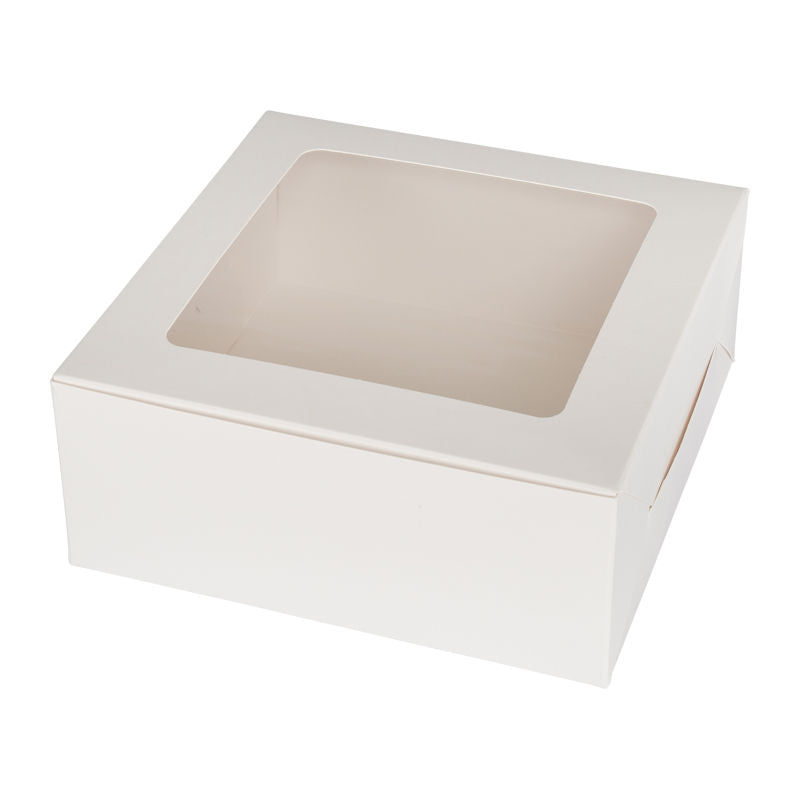 Redman Cake Box Plain White Window Square 7X7X3"  - 5Pcs