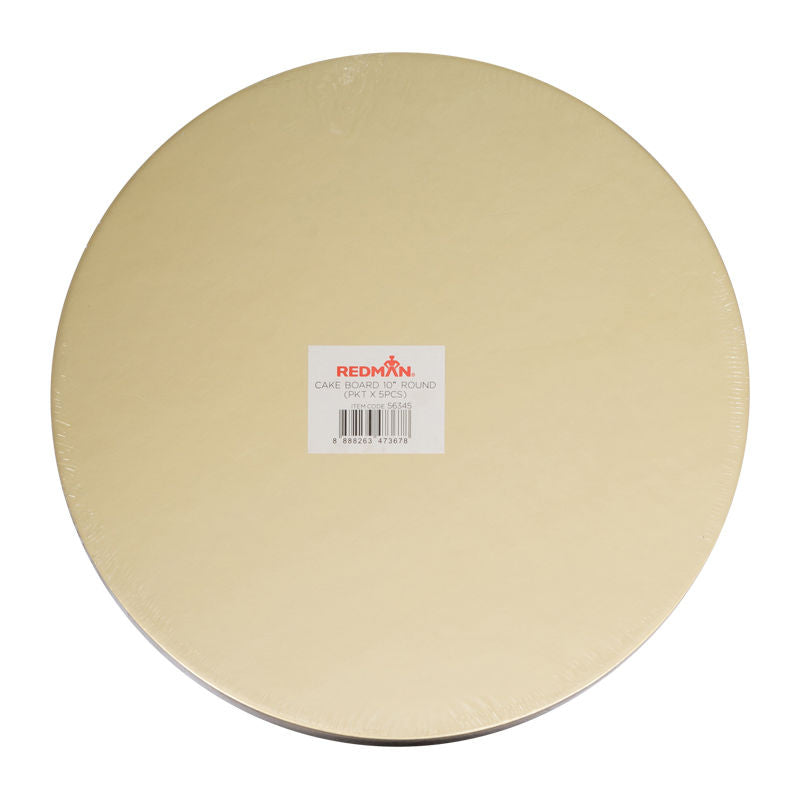 Redman Cakeboard 10" Round/Gold  - 5Pcs