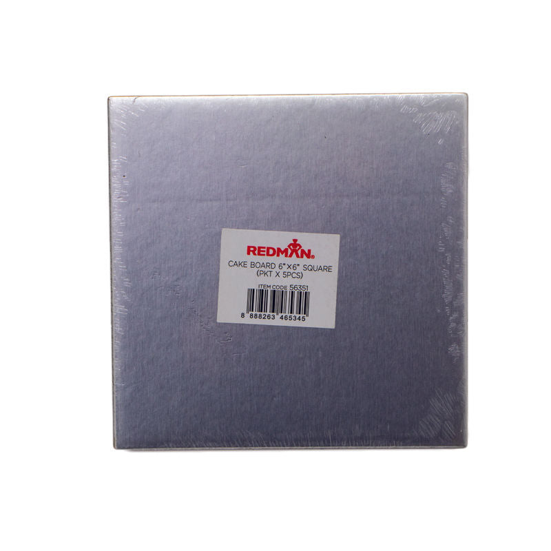 Redman Cakeboard 6" Square/Silver  - 5Pcs