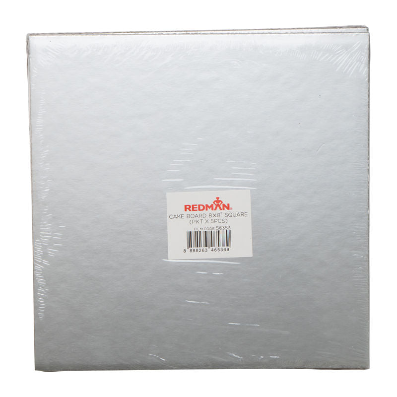 Redman Cakeboard 8" Square/Silver  - 5Pcs
