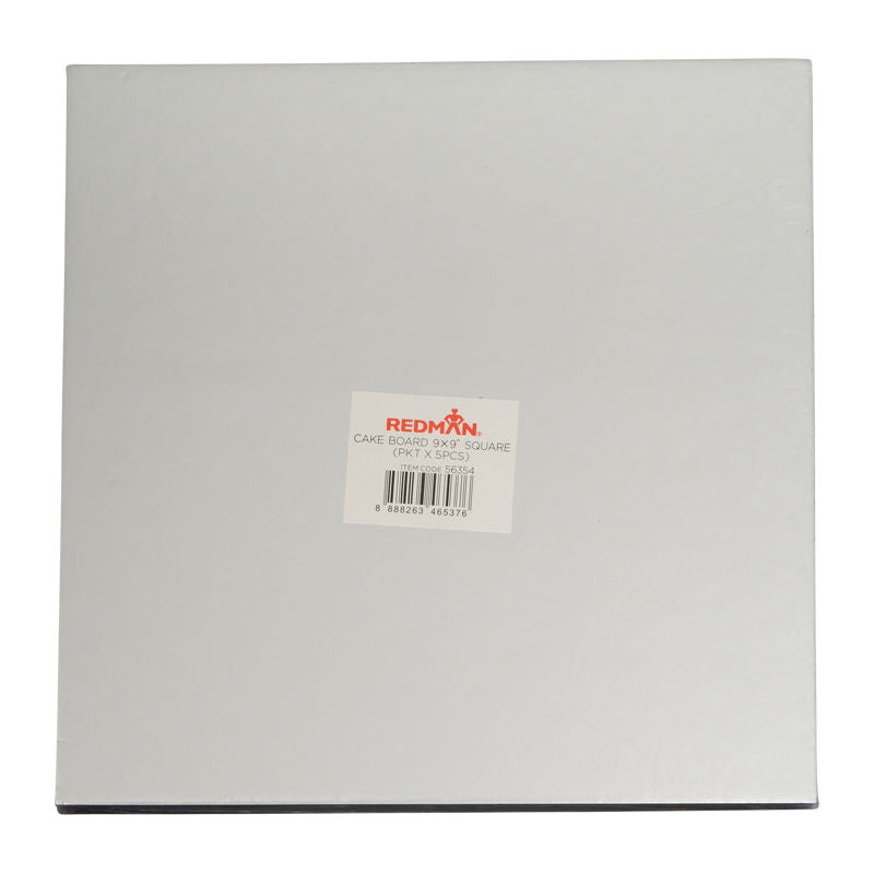 Redman Cakeboard 9" Square/Silver  - 5Pcs