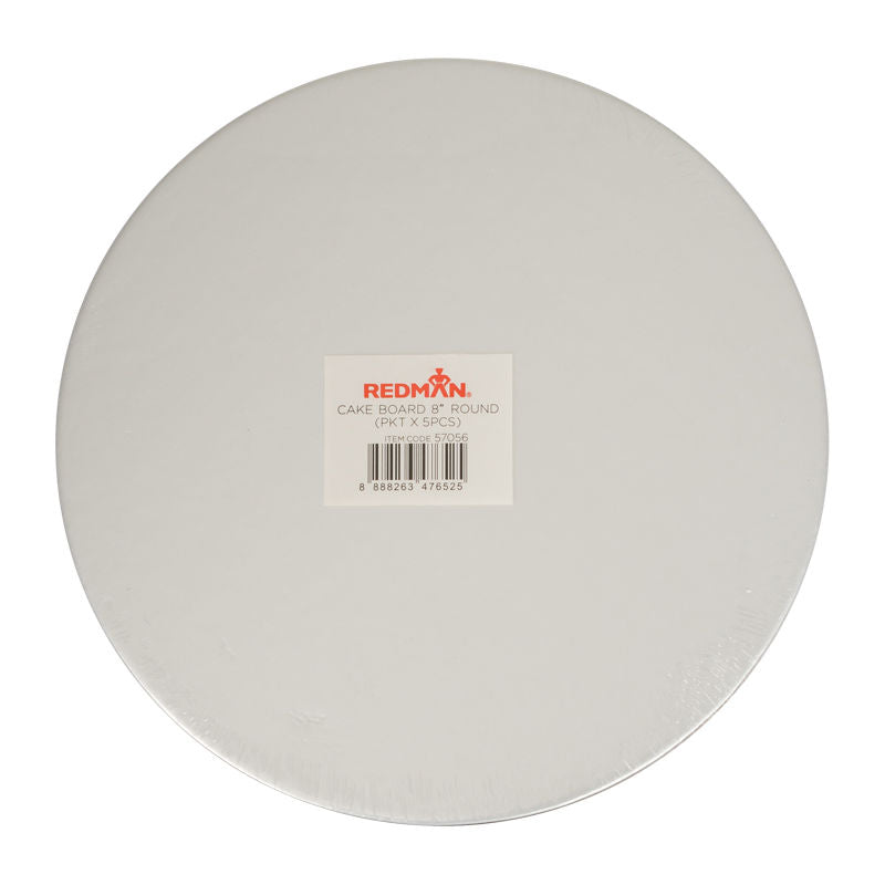 Redman Cakeboard 8" Round Silver  - 5Pcs