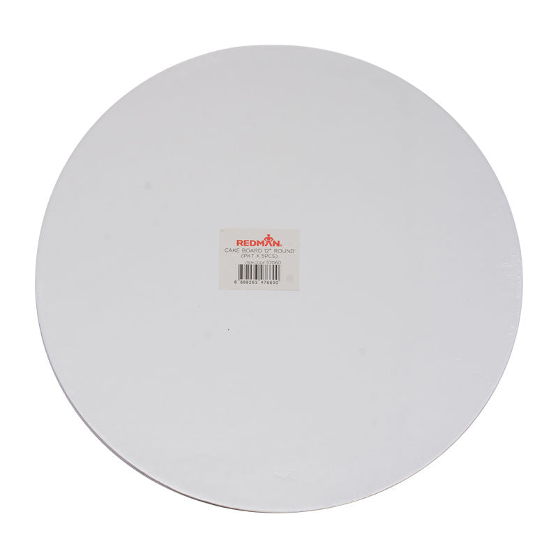 Redman Cake Board 12" Round Silver  - 5Pcs