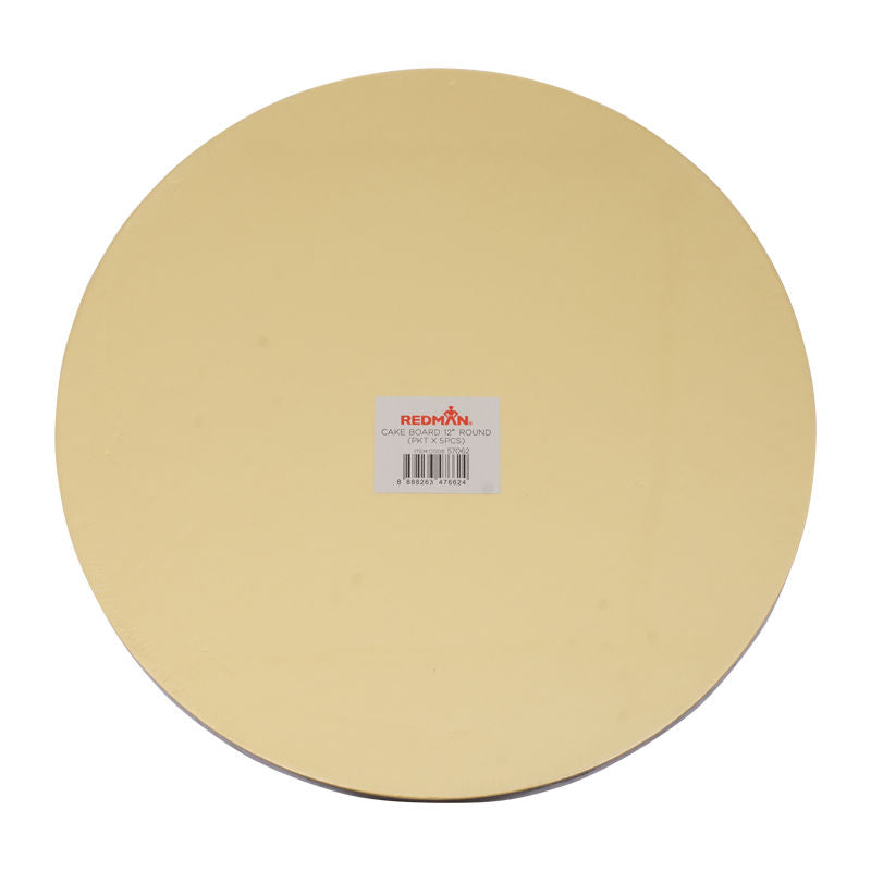 Redman Cake Board 12" Round Gold  - 5Pcs