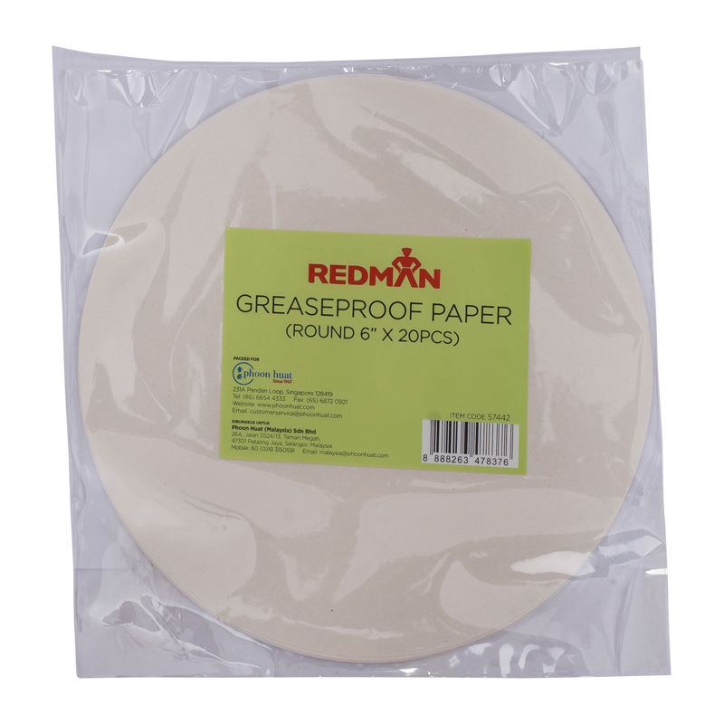 Redman Greaseproof Paper Round 6"  - 20Pc