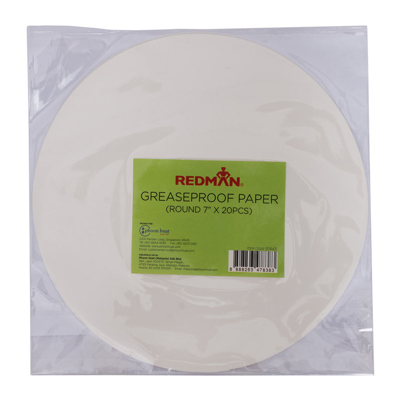 Redman Greaseproof Paper Round 7"  - 20Pc