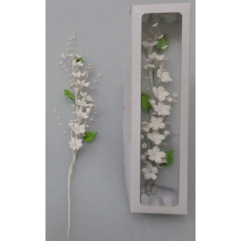 Redman Gum Paste Flower Stevenut Spray White 6X24Cm - 1 Pc