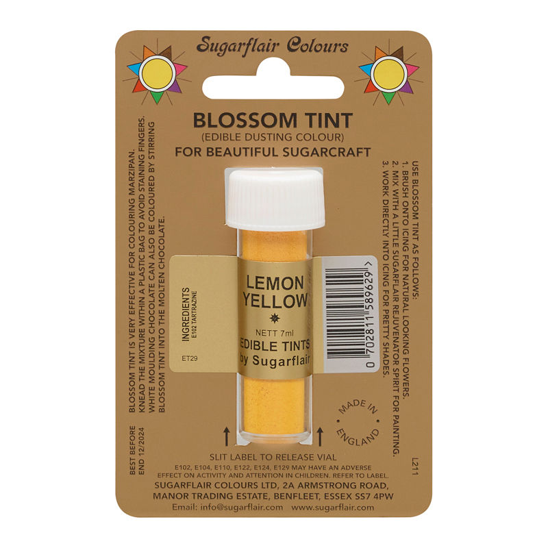 Sugarflair Tint Color Dusting Powder - Lemon Yellow D107  -  7Ml