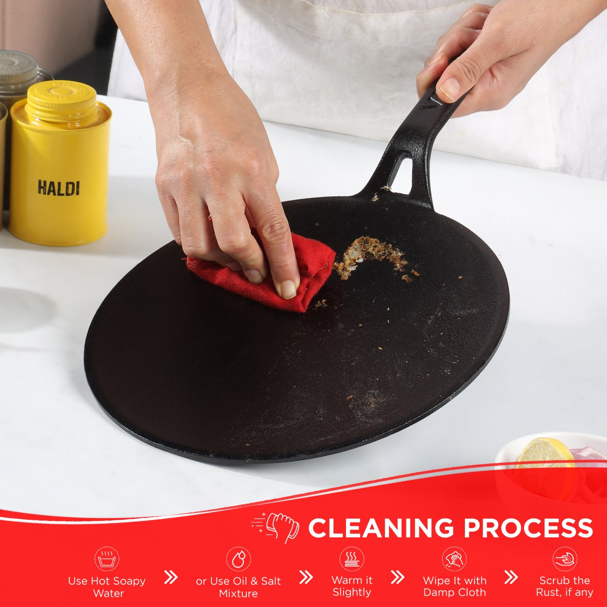 Vinod Legacy Pre Seasoned Cast Iron Roti/Chapati/Phulka Tawa with Handle - 26 cm - LCIT26