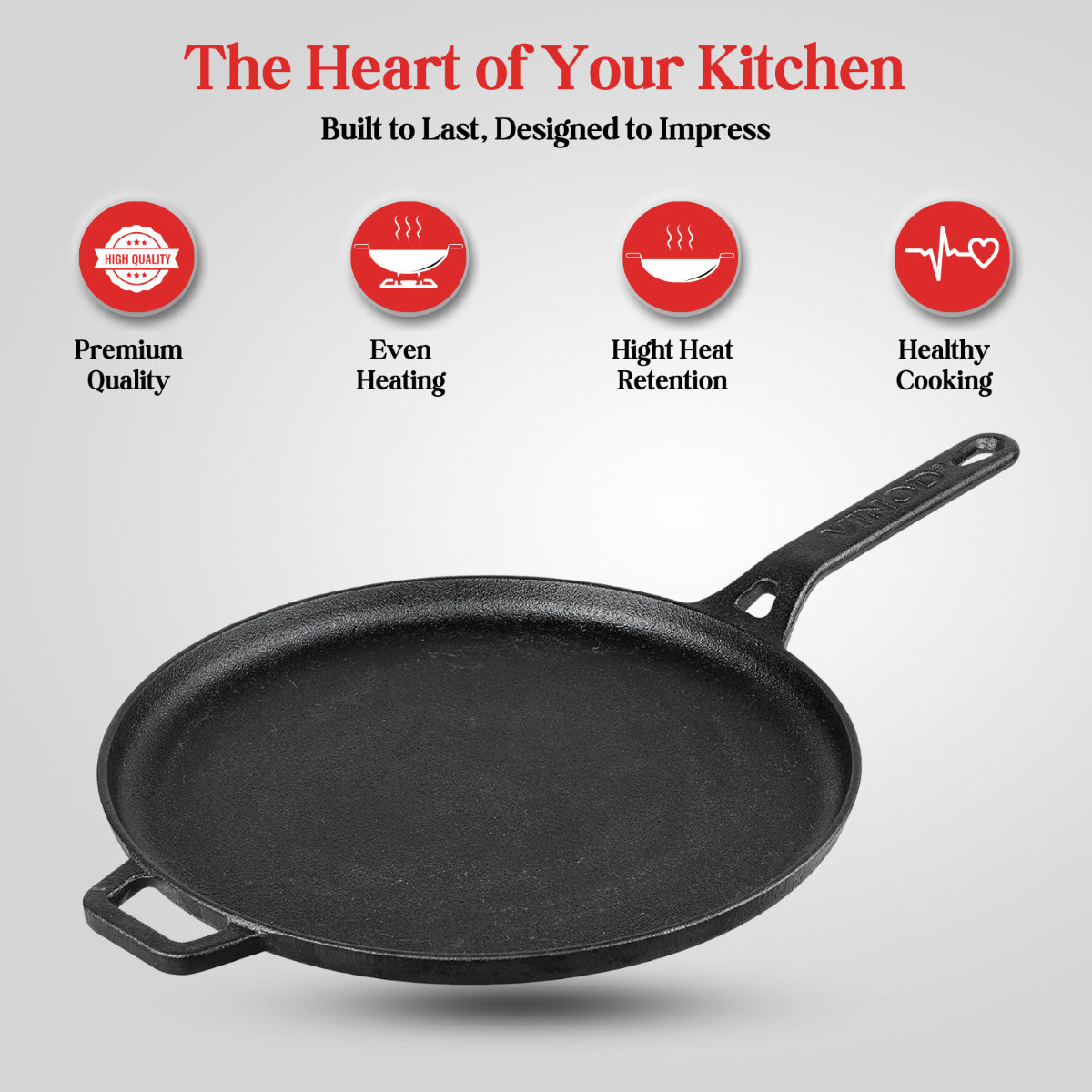 Vinod Legacy Pre-Seasoned Cast Iron Dosa Tawa - 28 cm - LCIDT28