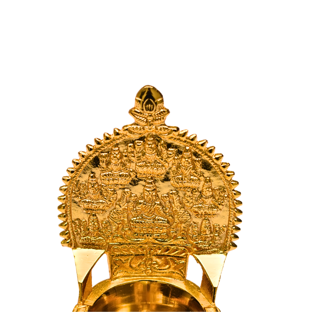 Authentic Gold Plated Brass Astalakshmi Diya - 600 g