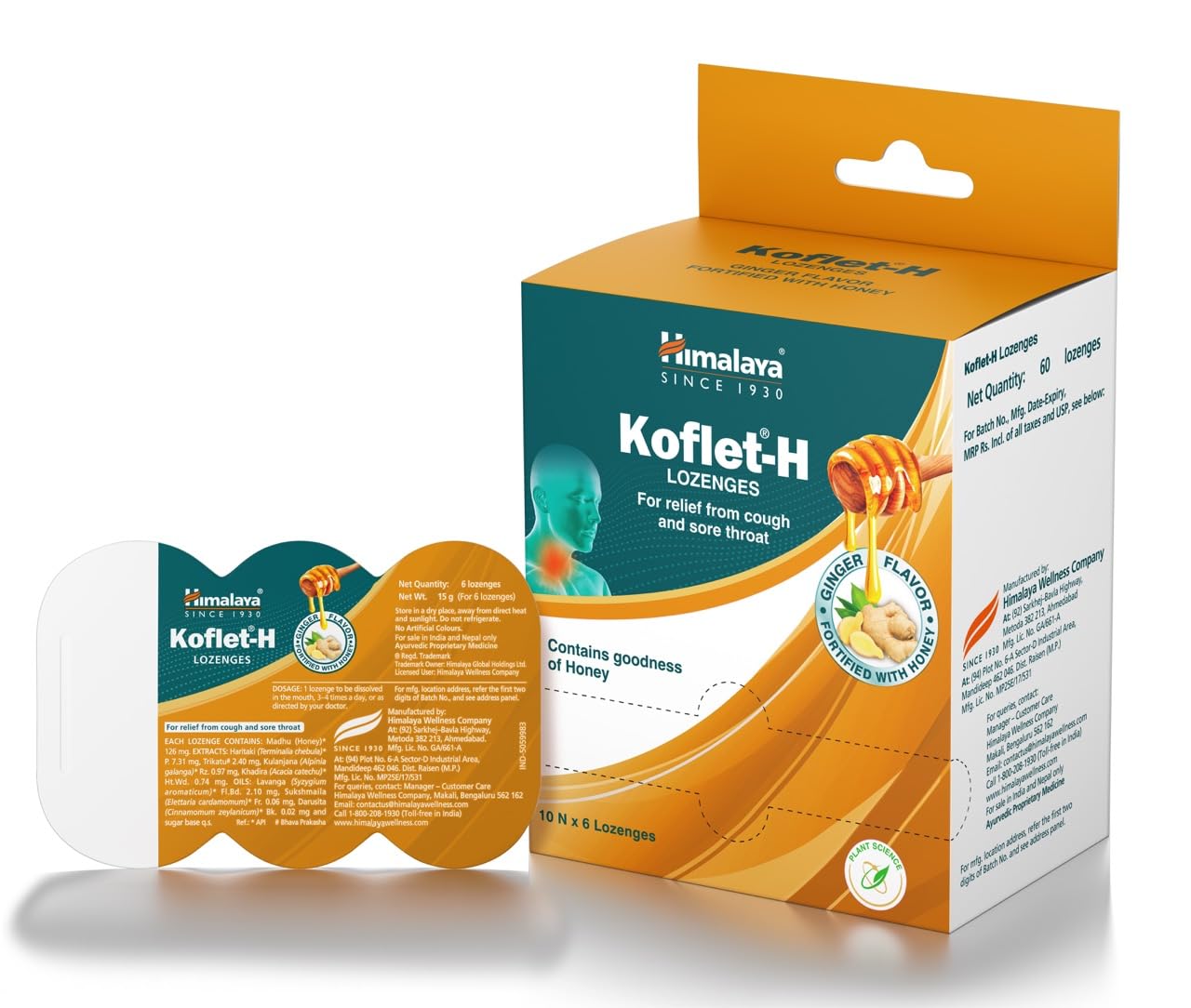 Himalaya Koflet-H Lozenges Ginger Flavor - 10 x 6 Lozenges