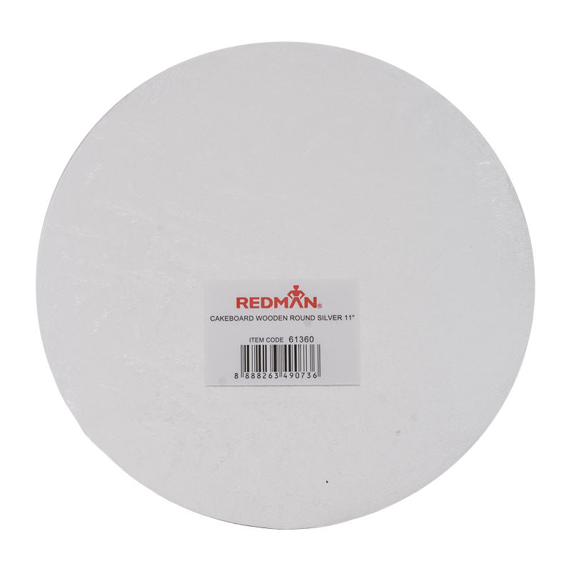 Redman Wooden Cakeboard Round Silver  -  11"