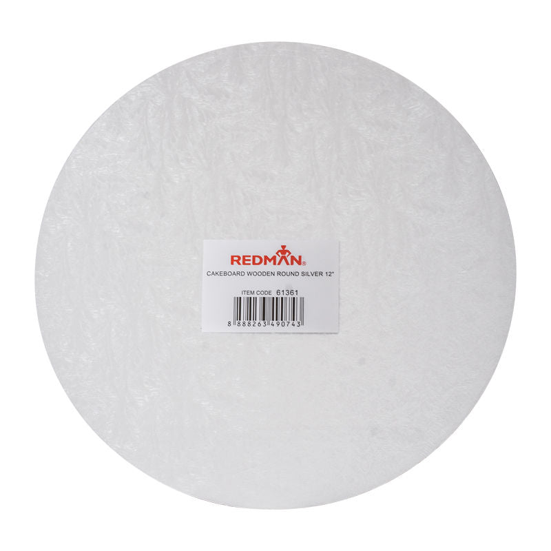 Redman Wooden Cakeboard Rd Silver  -  12"