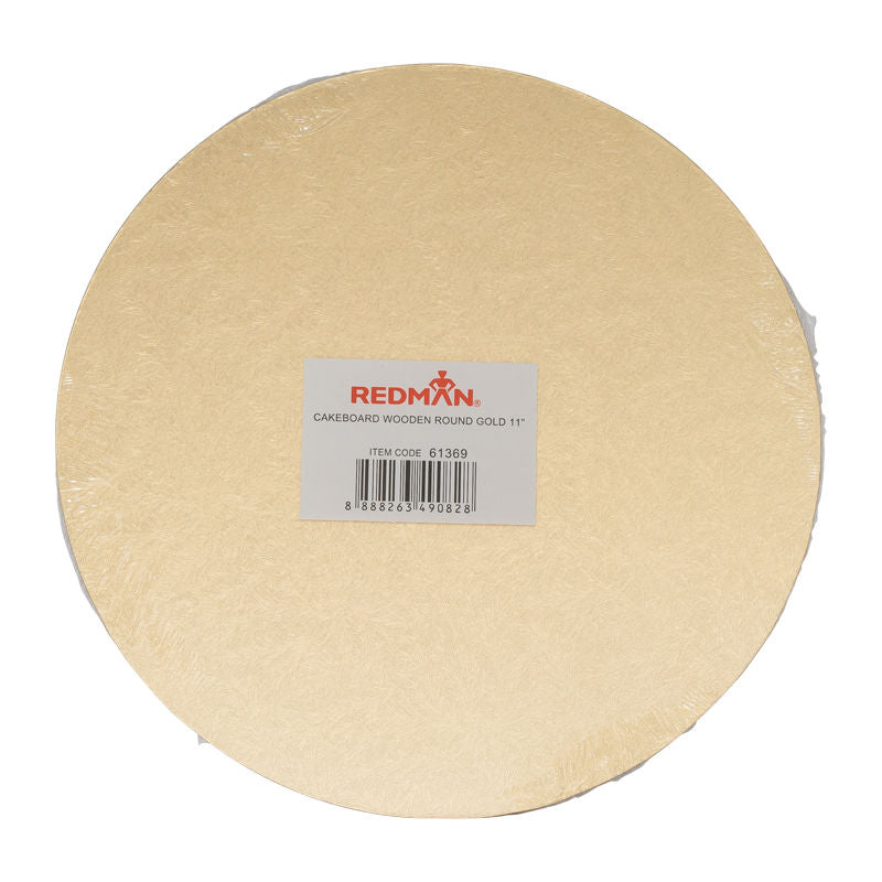 Redman Wooden Cake Board Round 11"  -  Gold