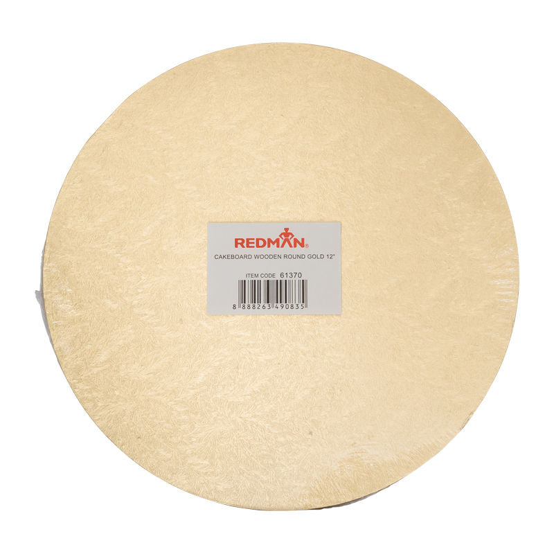 Redman Wooden Cakeboard Round Gold  -  12"