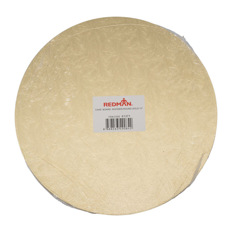 Redman Wooden Cakeboard Round Gold  -  13"