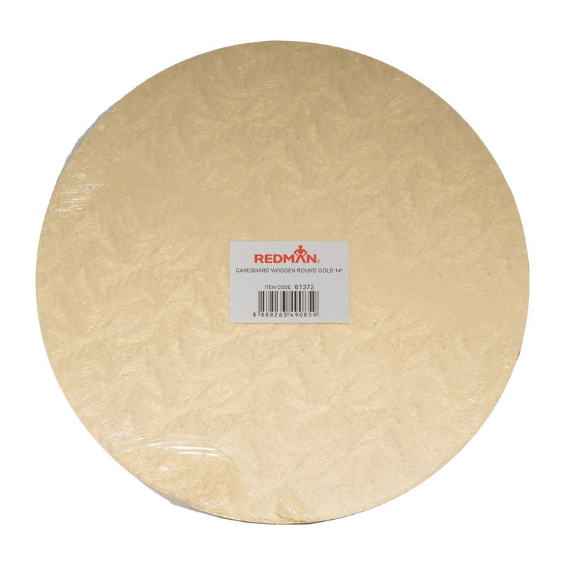 Redman Wooden Cakeboard Round Gold  -  14"