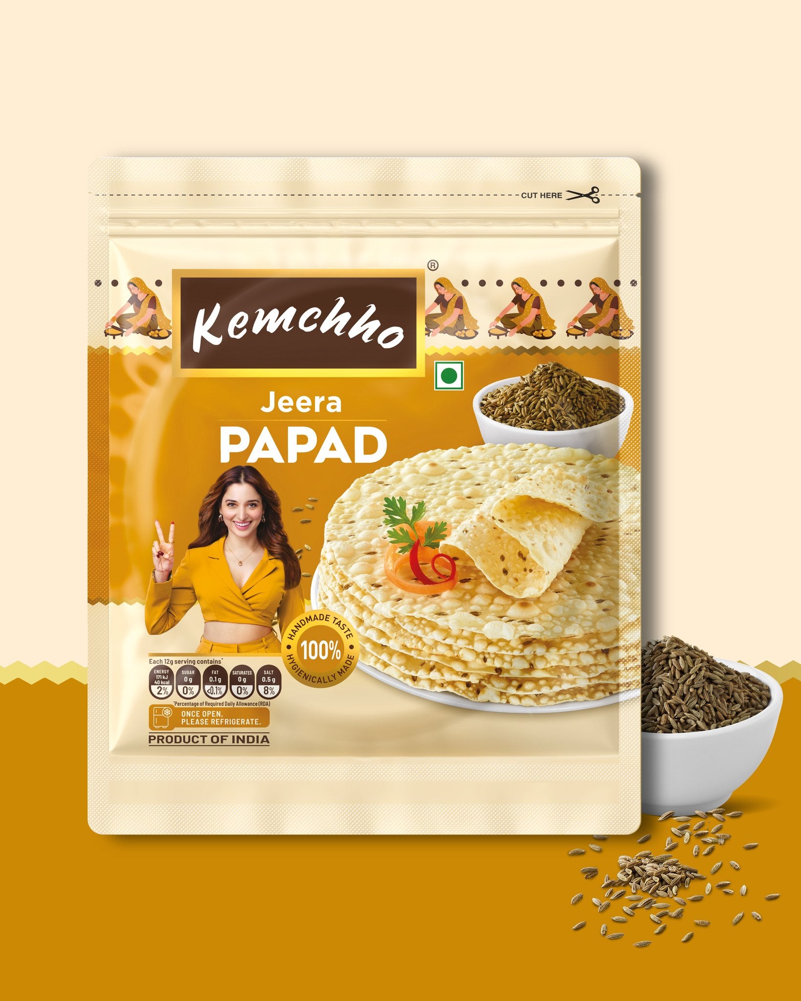 Kemchho Jeera Papad - 200 g
