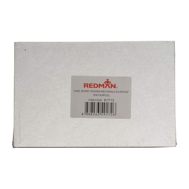 Redman Cakeboard Wooden Rect Silver 6X9"  - 5Pcs