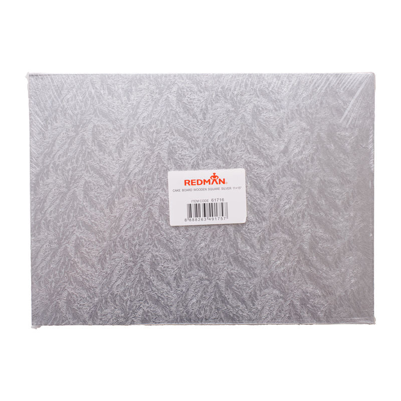 Redman Cakeboard Wooden Rect Silver 11X15"  - 5Pcs