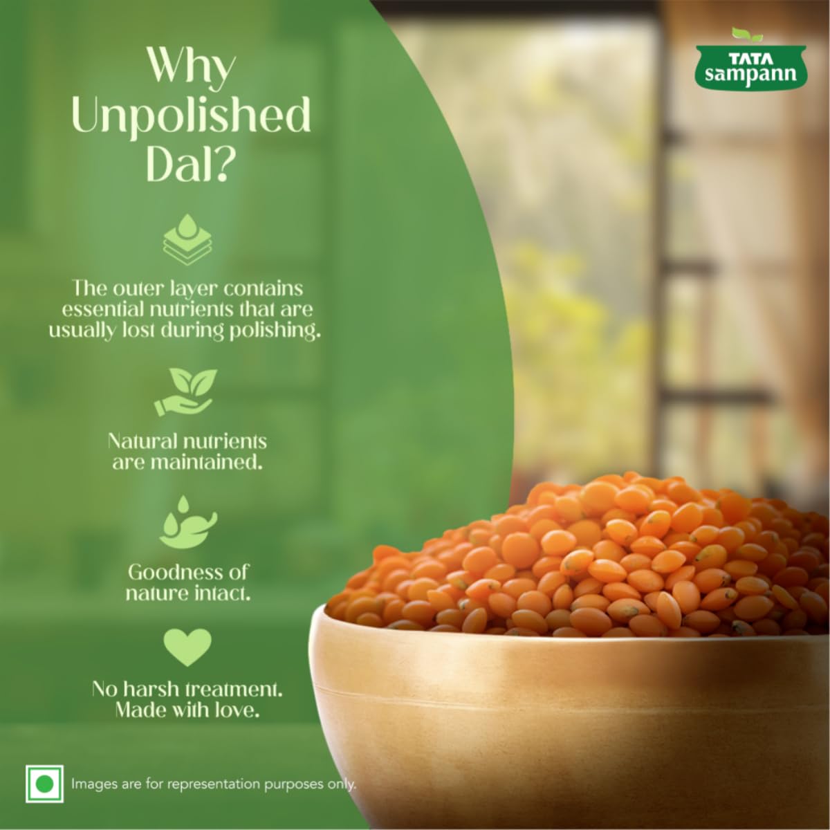 Tata Sampann Masoor Dal Whole - 1 kg