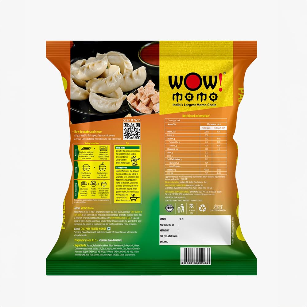 WOW MOMO Chatpata Paneer Momos - 240 g
