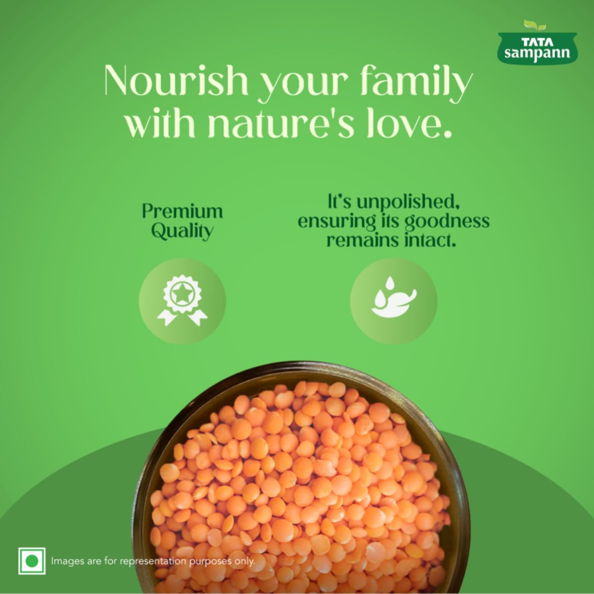 Tata Sampann Masoor Dal Whole - 1 kg