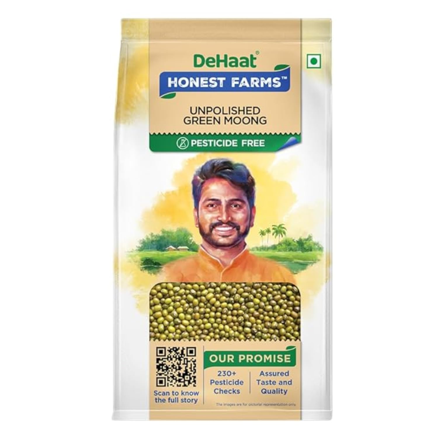 DeHaat Honest Farms Pesticide Free Unpolished Green Moong Dal -  500 g