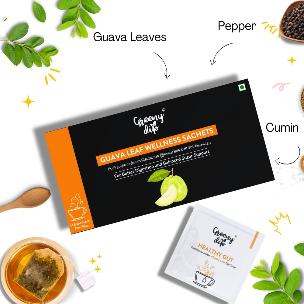 Greeny Dip Soup Guava Leaf Wellness Sachets (14-Day Pack) - 1 Box