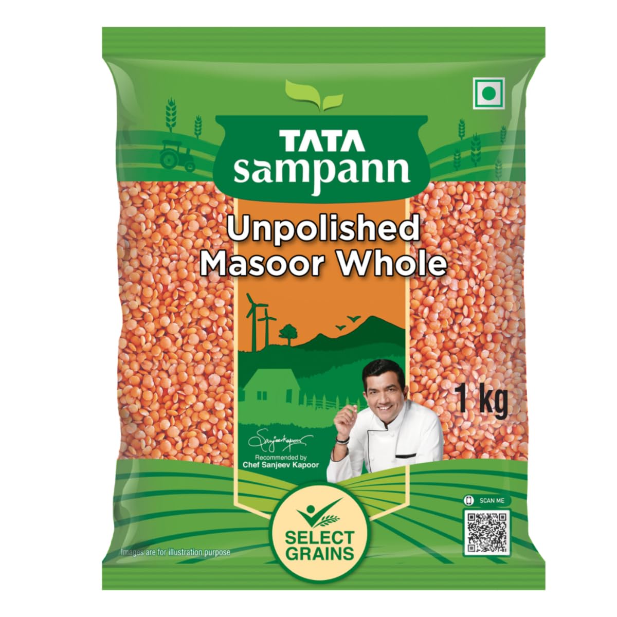 Tata Sampann Masoor Dal Whole - 1 kg