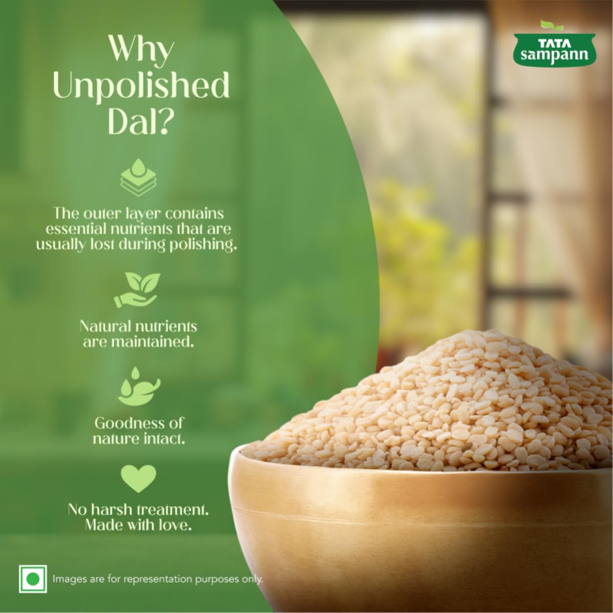 Tata Sampann Unpolished Urad Dal Split - 1 kg