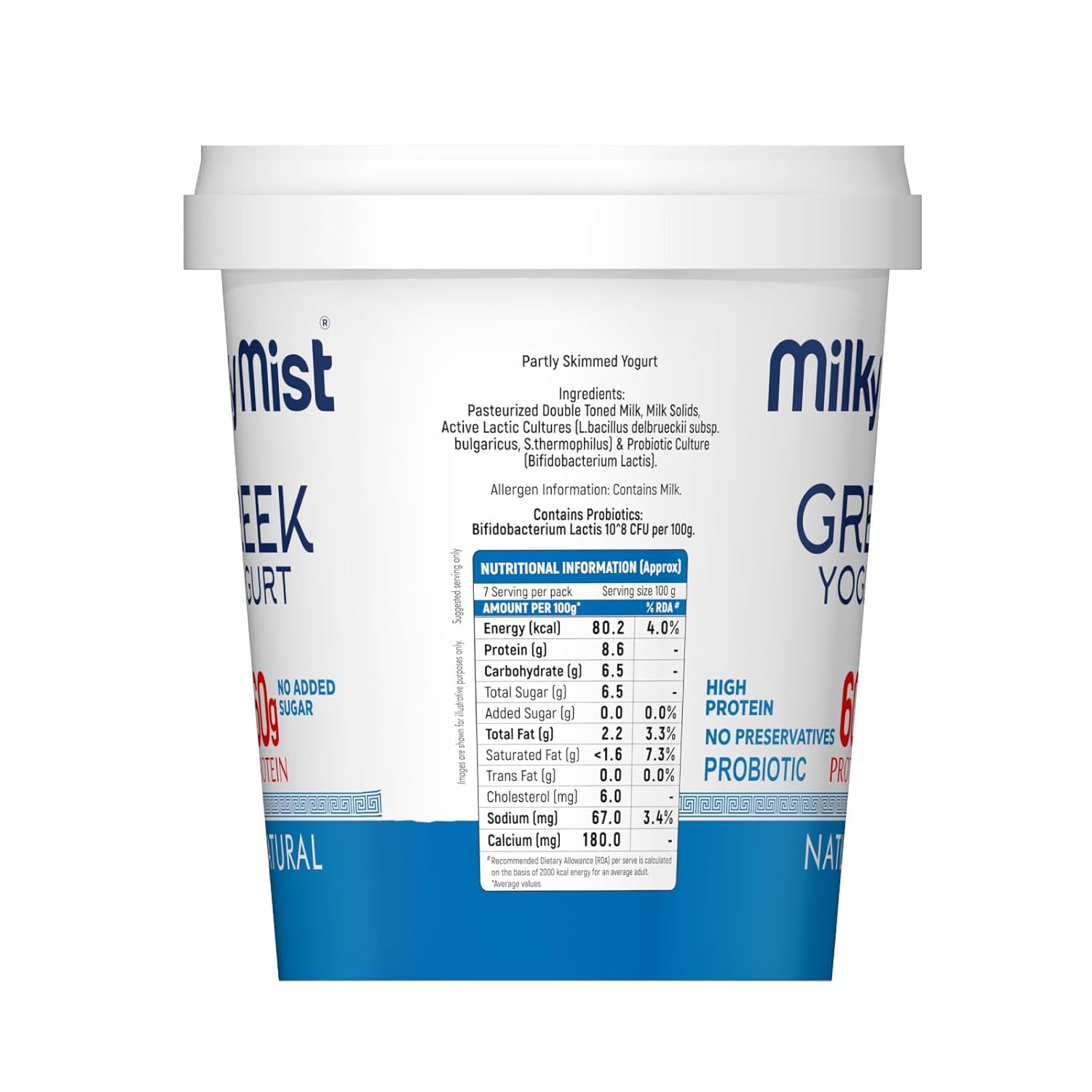 Milky Mist High Protein Greek Yogurt Plain - 700 g