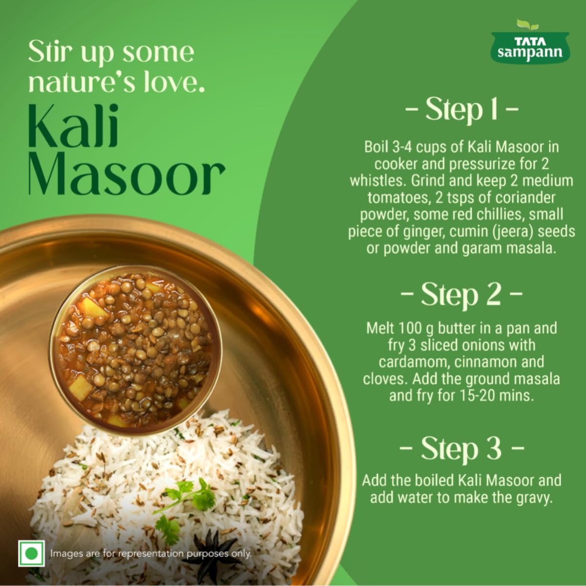 Tata Sampann Unpolished Kali Masoor Dal Whole With Skin - 1 kg