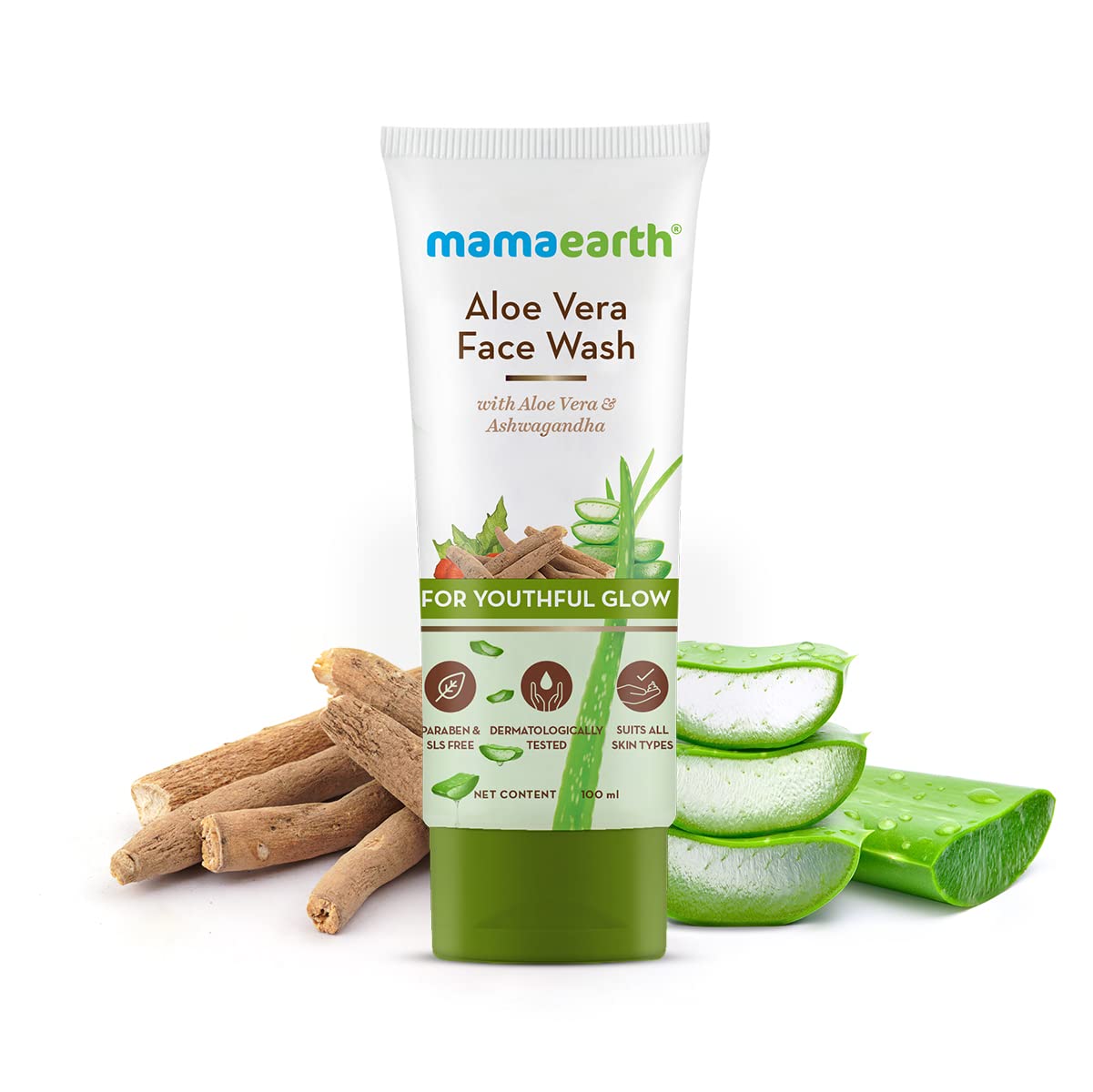 Mamaearth Aleo Vera with Ashwagandha (Youthful glow)Face Wash (Certified ORGANIC) - 100 ml