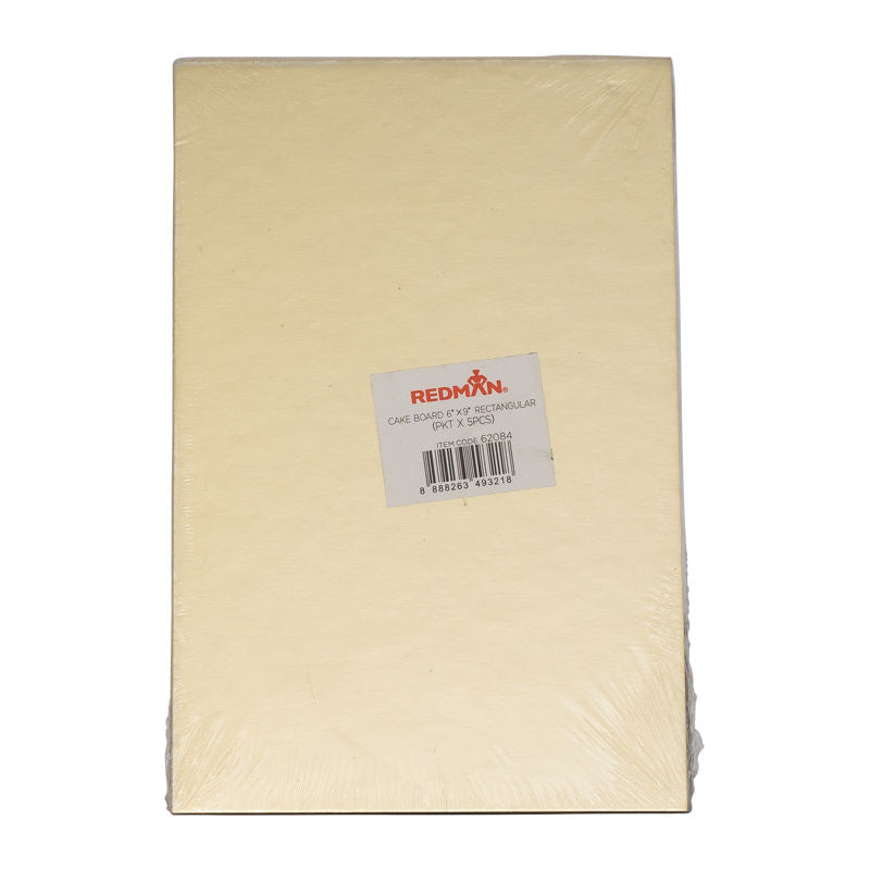 Redman Cakeboard 6X9" Rect Gold  - 5 Pcs