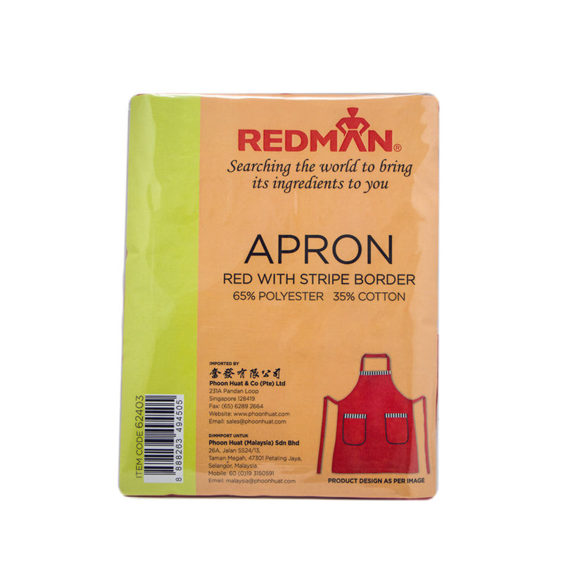 Redman Red/Strip & Pockets Cotton Apron  - 1 Pc