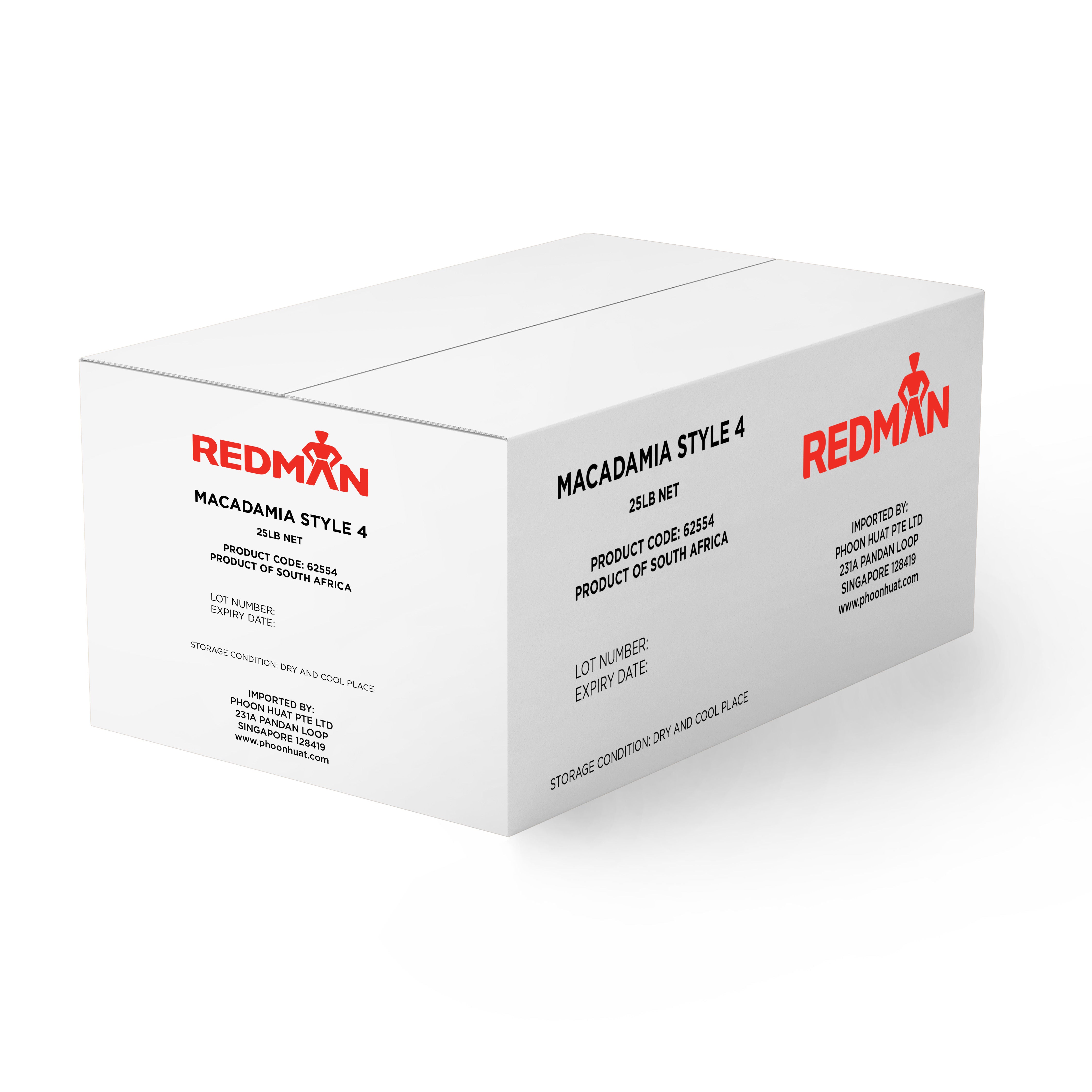 Redman Nut Macadamia Style 4/Redman 25Lb  - 1 Pc