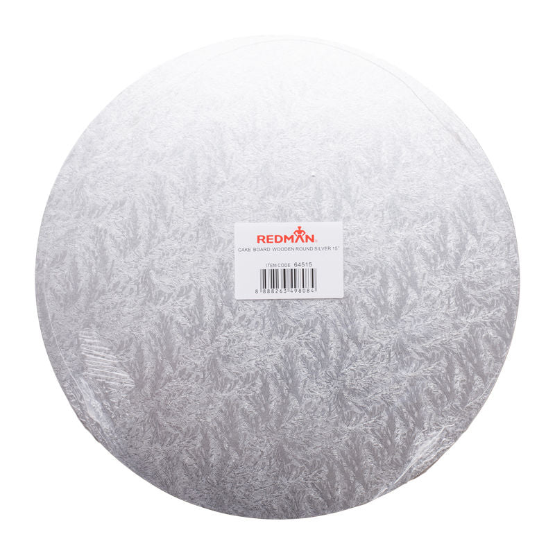 Redman Wooden Cakeboard Rd Silver  -  15"