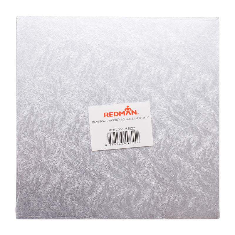 Redman Wooden Cakeboard Square Silver  -  11"