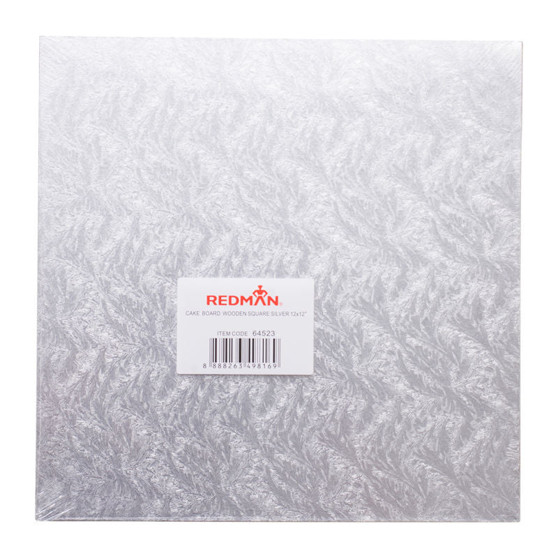 Redman Wooden Cakeboard Square Silver  -  12"