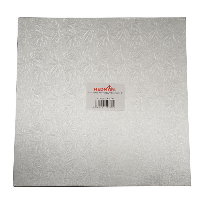 Redman Wooden Cakeboard Square Silver  -  15"
