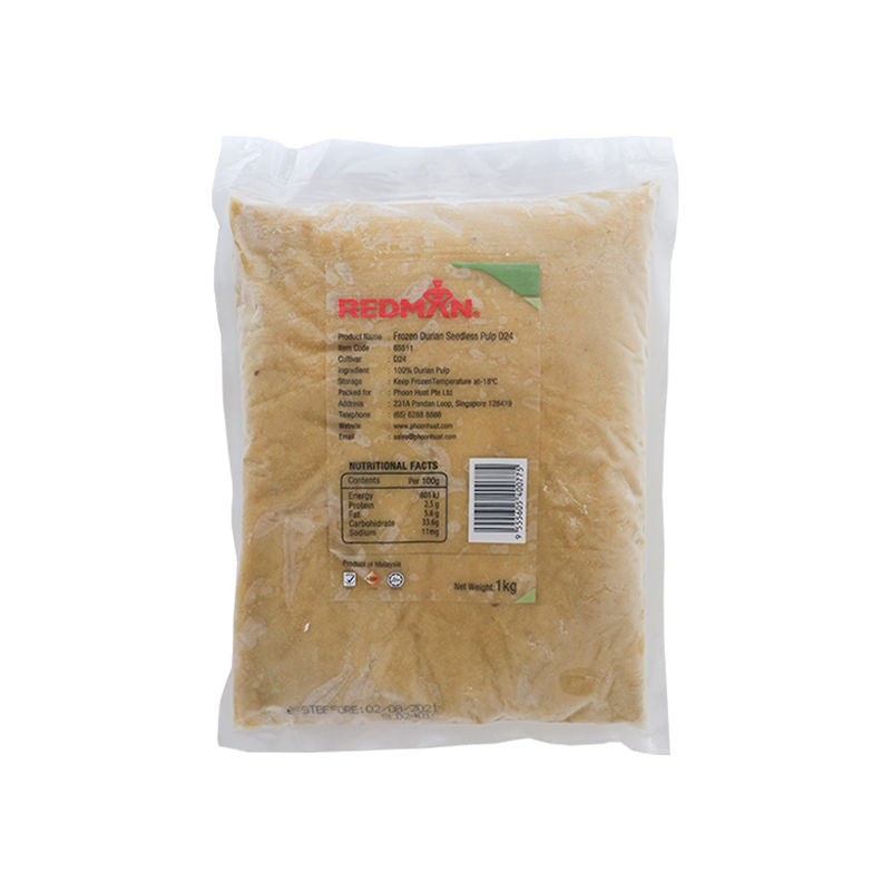 Redman Frozen Durian Pulp Pure D24  -  1Kg